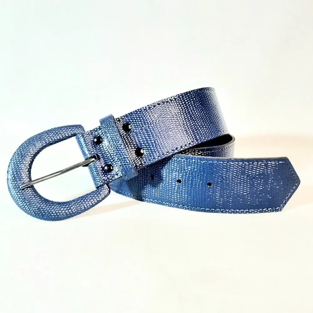 Astor Womens Lightweight Textured Navy Blue Belt Size Small Officewear